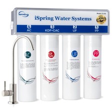 Space-Saving 0.01 m Under Sink Filter, Brushed Nickel Faucet