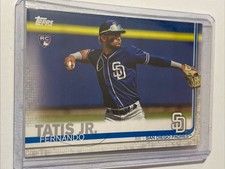 Fernando Tatis Jr. -- 2019 Topps Baseball Rookie Card San Diego Padres #410. rookie card picture