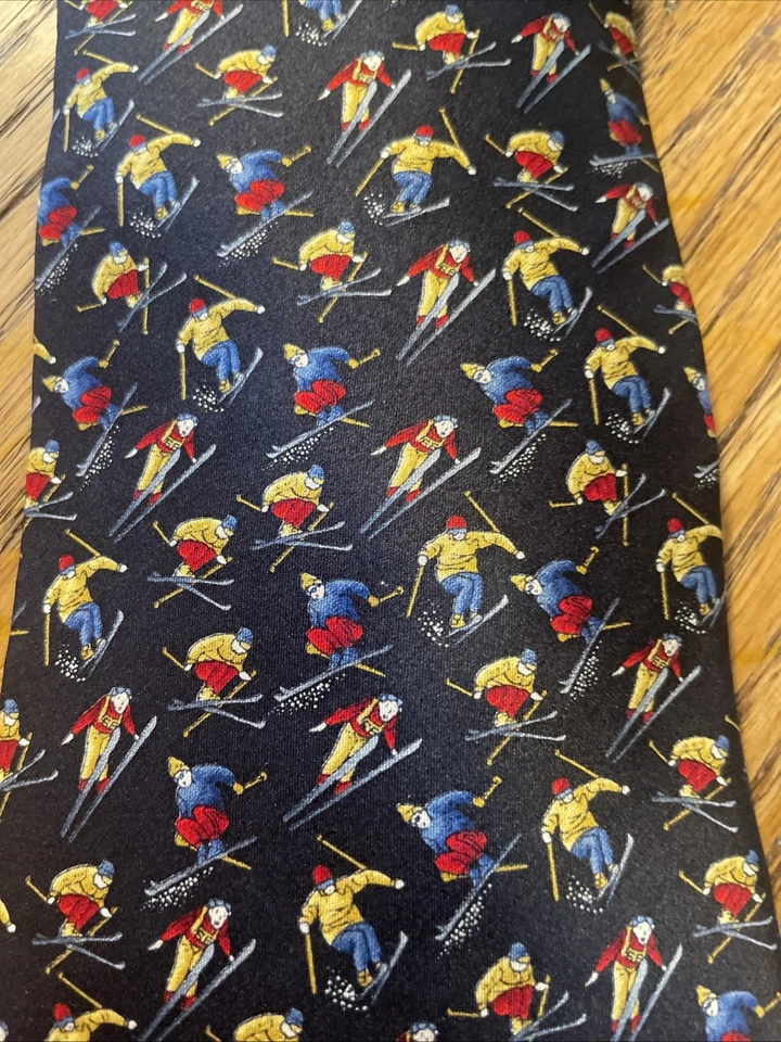 Vintage EUC Museum Artifacts Tiny Ski Jumpers Silk Tie Necktie USA Hand Made - Image 3 of 4