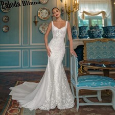 Elegant Sleeveless Wedding Dresses Plus Size Lace Appliques Backless Bridal Gown
