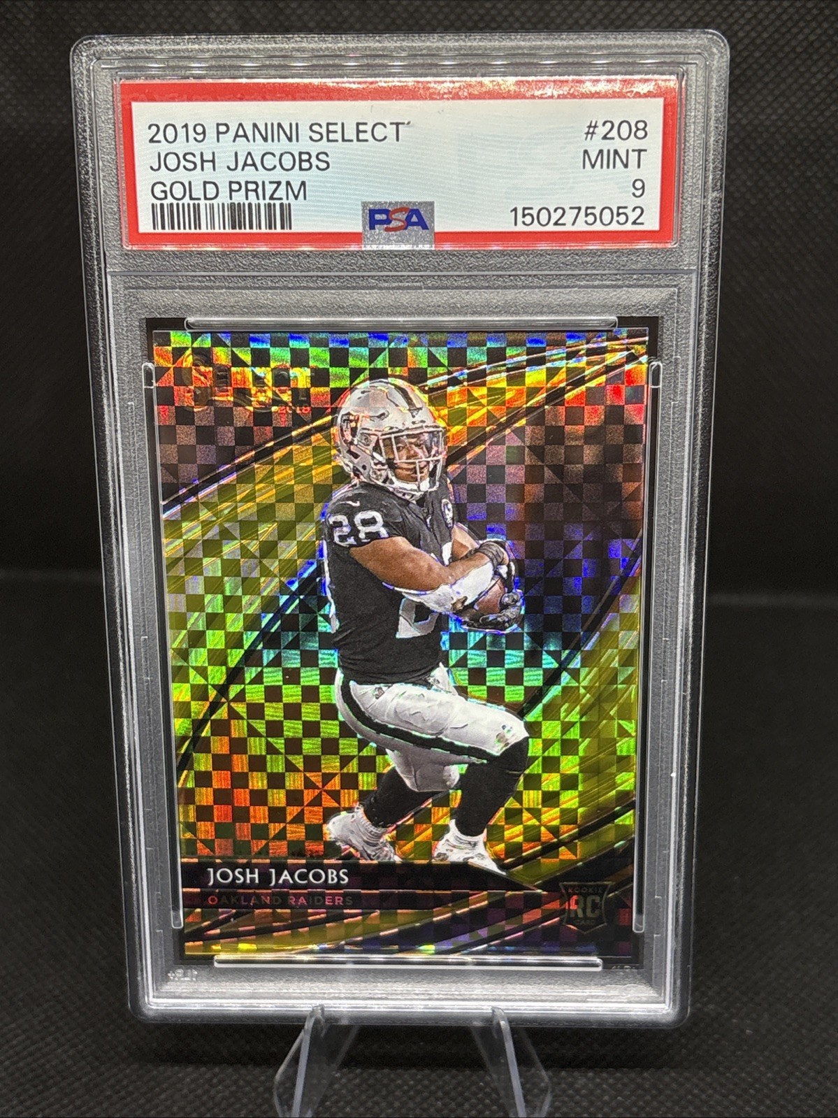 2019 Select Josh Jacobs Field Level GOLD Prizm Rookie RC Raiders /10 PSA 9