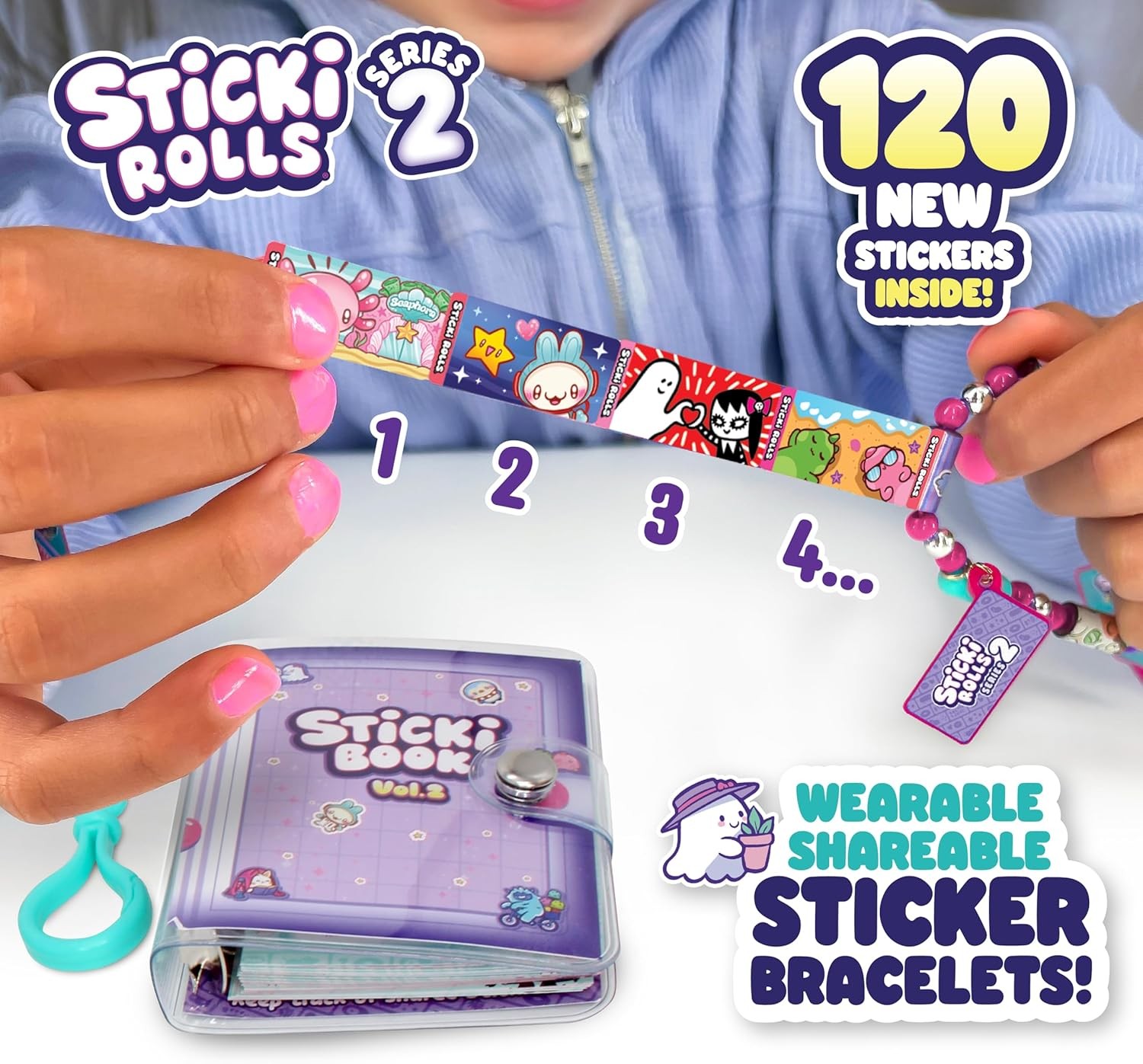 STICKI Rolls Sticki Book,Original Wearable Shareable, Includes 120 Mini Stickers