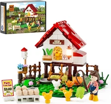 Farm Hen-House Lighting Building-Bricks Set - Farm Life Chicken Henhouse and Ani