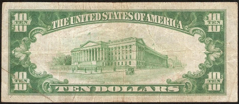 1929 $10 BILL BROWN SEAL BANK NOTE OLD PAPER MONEY NATIONAL CURRENCY ERROR - Image 3 of 3