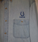 Vtg NFL Indianapolis Colts Mens Denim LS Shirt Button Up Embroidered Logo Size M — photo 4