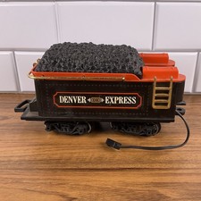 Vintage New Bright 1986 Denver Express DE Train Coal Tender Car 9” Black Red