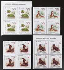 JE26AS - Tunisia 2024 MNH Set - FAUNA Animals OTTER SNAKE MARTEN FROG - Blocks/4