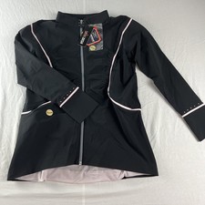 SwingDish Golf Jacket Womens M Black Pink Carvico Italian Fabric UV Ruched NWT