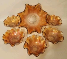 1909 Imperial Glass Bowl Flute Variant/Colonial 3938 1/2 Berry Bowl Set