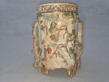 Antique Royal Worcester Porcelain Brush Pot Spill Vase Molded Chinese Landscape