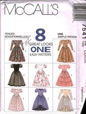 7541 Vintage McCalls SEWING Pattern Girls 1990s Dress Easter Spring Summer Easy