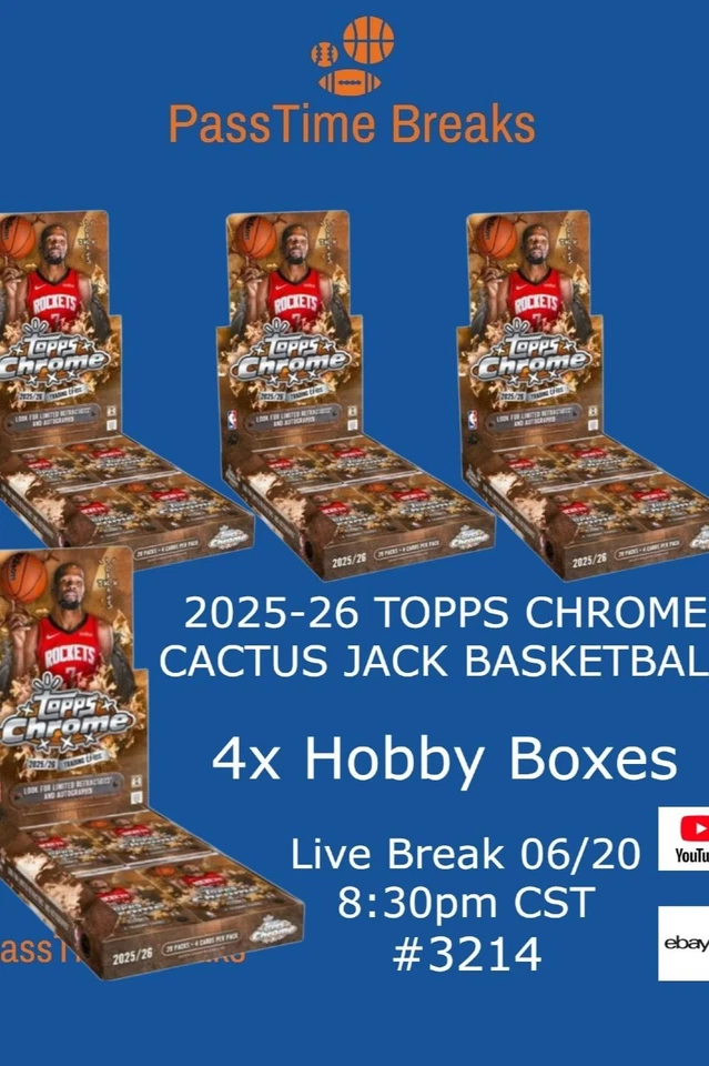 2025-26 TOPPS CHROME CACTUS JACK BASKETBALL 6x Hobby Box HALFCASEBREAK 3214