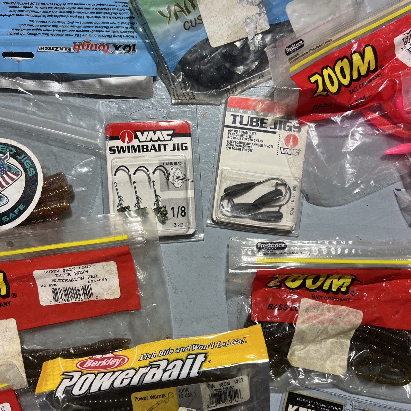 Lot Of Bass Fishing Baits Zoom Booyah VMC Bass Pro Powerbait Tubes Spinnerbaits - Image 11