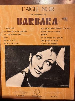 Barbara L'Aigle Noir Songbook 12 Chansons French Vintage 1970s Rare