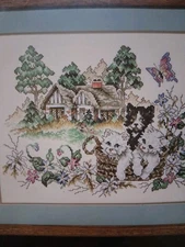 VINTAGE JANLYNN #80-117 COUNTED CROSS STITCH KIT KITTENS 14 X 12 NOS 1992