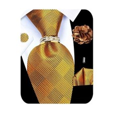 5PCS Tie and Pocket Square Set for Men, Silk Tie and Gold Tie Set -127