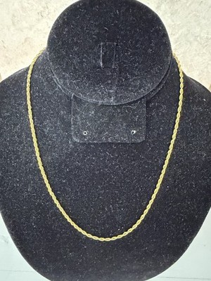 Italian 925 Sterling Silver Gold Tone Rope Chain Necklace 18  Twisted Italy