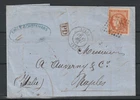 FRANCE , 1871,  MICHEL 43a, YVERT 48, BORDEAUX ISSUE, ON COVER TO NAPLES, SEE!!