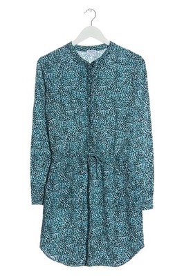 SPLENDID Blusenkleid Damen Kleid Gr. DE 36 türkis-schwarz-wollweiß Casual-Look