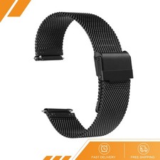 316L Stainless Steel Mesh Watch Band 22mm Quick Release Adjust Strap - Black