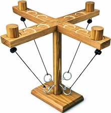 Wooden Ring Toss Game Hook  Ring Tabletop Indoor Outdoor Party Family Game Gift