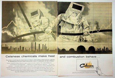 Celanese Chemicals Vintage 1950s Ad Fire Resistant Fluids Industrial Safety