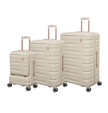 Image of BNWT IT LUGGAGE Cream with Rose Gold Detailing Suitcase LARGE 8 WHEELS 78X56X34