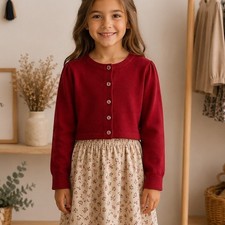 Janie Jack Red Cropped Cardigan Sweater 4