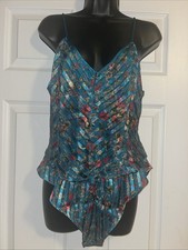 Vintage 80s Victoria's Secret Gold Label Floral Green High Cut Cami Shorts Set M