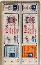 1988 National League Championship Series Game 1 ,& 2 Tickets  Dodgers Pennant
