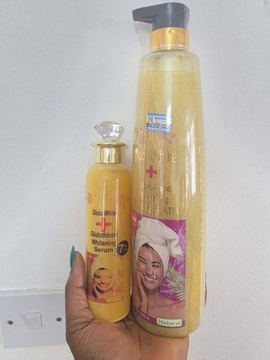 Gluta White Körperöl & Duschbadgel 2er Set 1300ml für strahlend glatte Haut