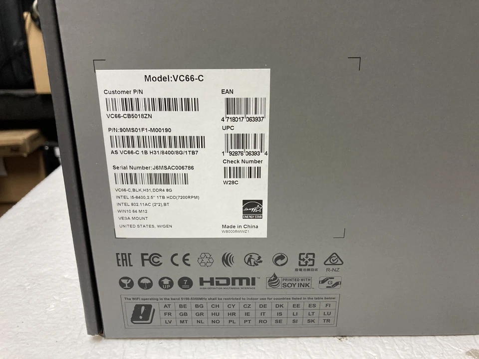 ASUS VIVOMINI VC66-C Intel i5-8400 8GB RAM 1TB SSD Win10H con Mouse y Teclado NUEVO Foto 3 de 4