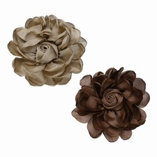 Large Fabric Flower Brooches Pins, 2Pcs Rose Flower Brooch, Brown/Dark Brown