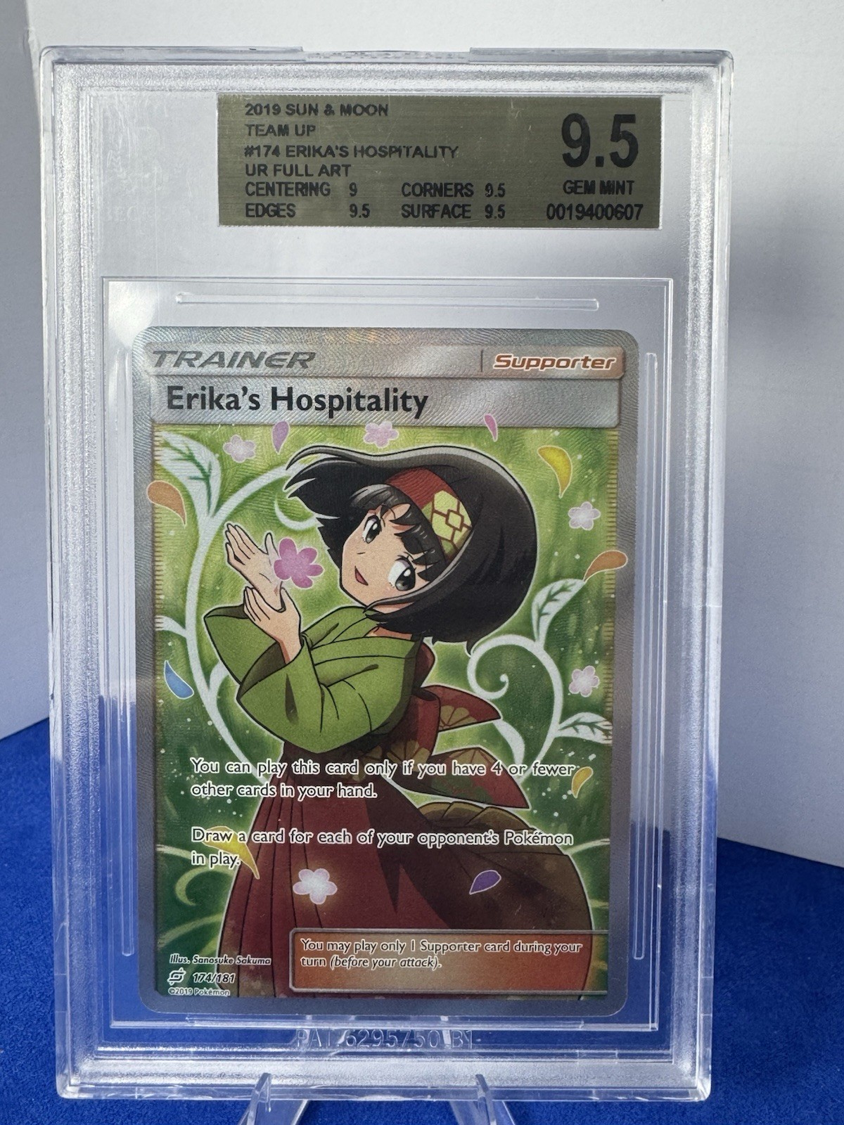 Erika's Hospitality Full Art #174 2019 Pokemon Team Up BGS 9.5