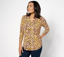 Belle by Kim Gravel Women's Top Plus Sz 5X TripleLuxe_Slub Multi-colored A627959