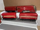Rare Marx O-Gauge Red Electric Mercury Tin Train: Tender, Pullman, Illum Observ