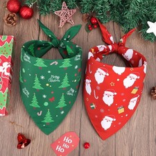 2 Pack Christmas Dog Bandanas Holiday Pet Scarf Santa  Tree Design