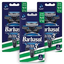 Barbasol Ultra 3 Premium Disposable Razors 4 Count Close Shave Alor Oil