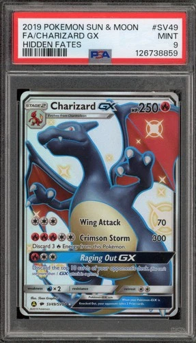 Pokemon Charizard GX Hidden Fates Full Art #SV49 PSA 9 Mint