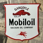 VINTAGE MOBILOIL OIL COMPANY GARGOYLE PEGASUS 12 INCH PORCELAIN ENAMEL SIGN
