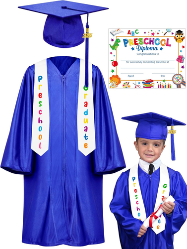Preschool Graduation Cap and Gown Set, Unisex Kindergarten Graduation Outfit wit
