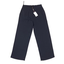 Quince Stretch Crepe Pleated Wide Leg Pants Size 10 Petite Navy 28" Inseam NWT