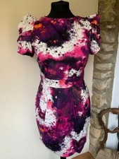 Next Runway Collection Pink White Colourful Cotton Shift Dress - Size 10