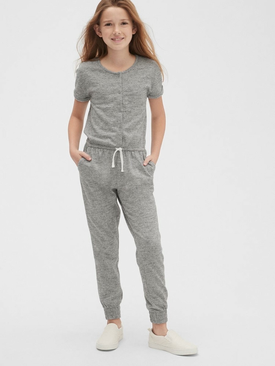 Gap Kids Marled Jumpsuit, Size L Light Grey Marle (51248)