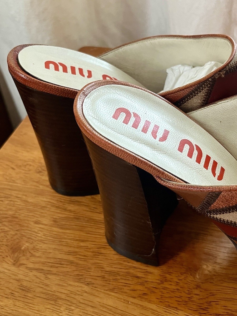 靴 archive vintage miumiu patchwork heel Miu Miu vintage patchwork heels | eBay