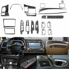 29pcs Carbon Fiber Full Set Interior Trim Cover For Honda Civic 8th Gen 06-11