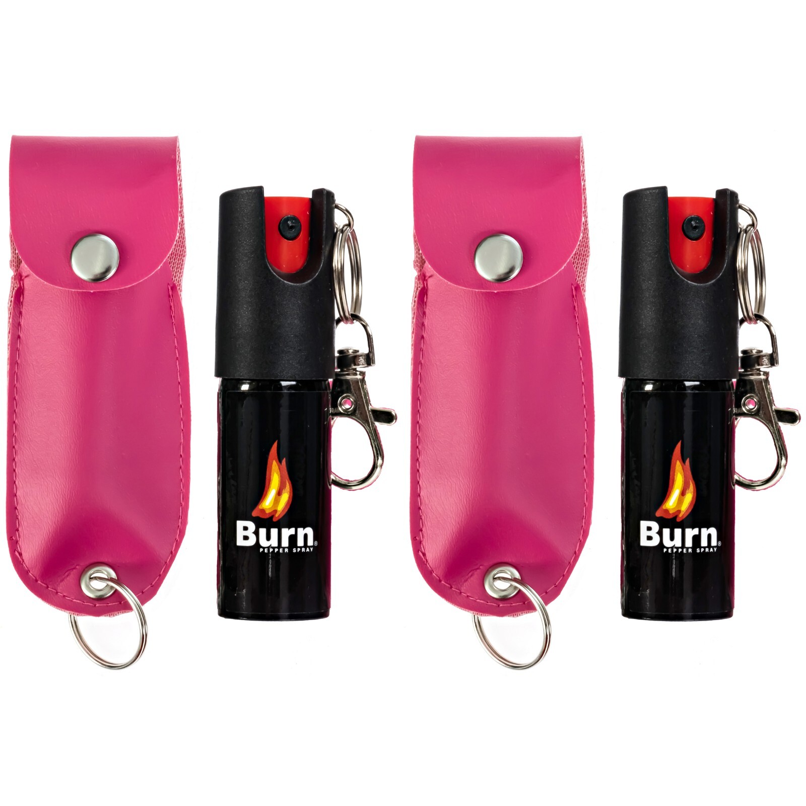 BURN Pepper Spray Keychain 1/2oz Self Defense in Pink Holster - 2 Pack