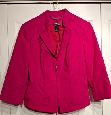 NWT White House Black Market Womens Sz: 4 Perfect Form Fuchsia Zip Front Jacket