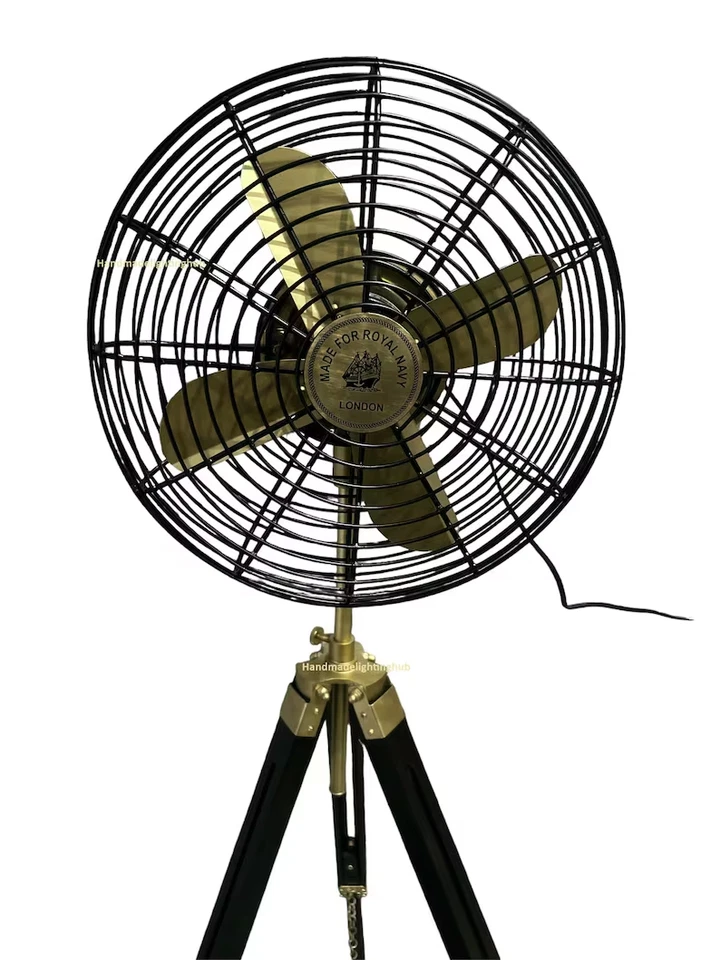 Ventilador de piso trípode náutico de pedestal negro | Ventilador de pedestal industrial | Ajustable Foto 4 de 4