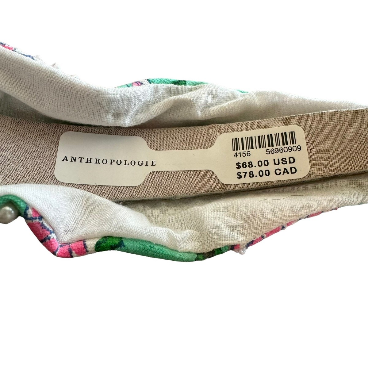 Anthropologie Llani Isobel Embroidered Beaded Green Headband 